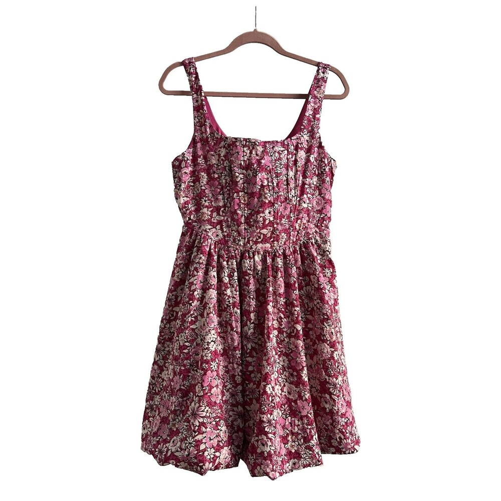 Band of the Free Corset Bodice Sweetheart Neckline Pink Floral Mini Dress Sz L